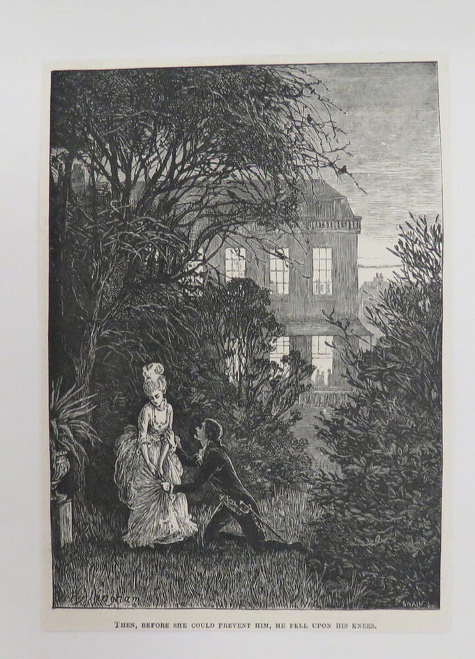 Then, before she could prevent him, he fell upon his knees