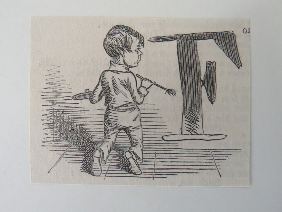 Child, painting letter F, from Punch