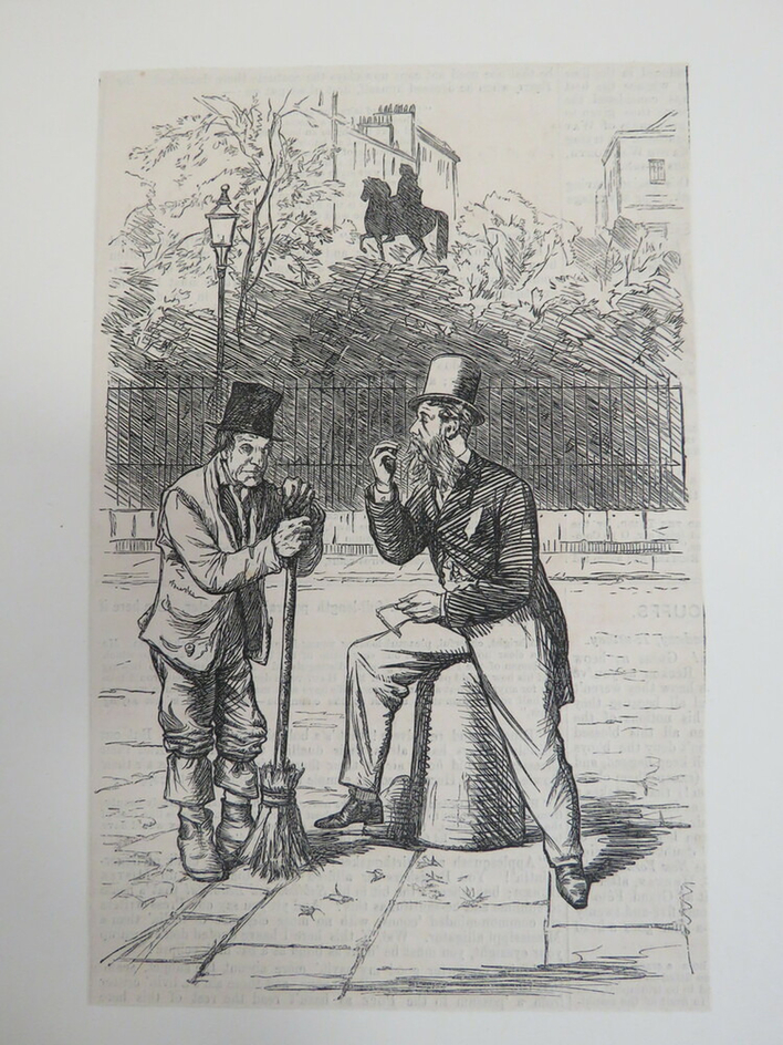 Young Scrambury of the Guards chatting with road sweeper