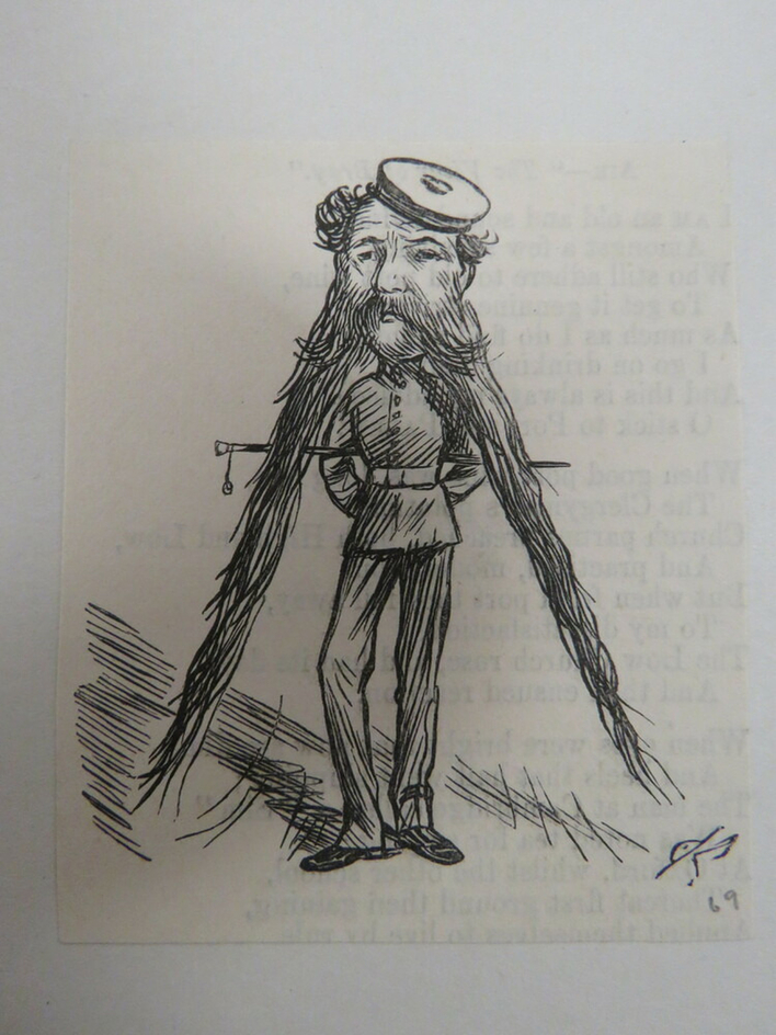 Man in uniform with exceptionally long mutton chops