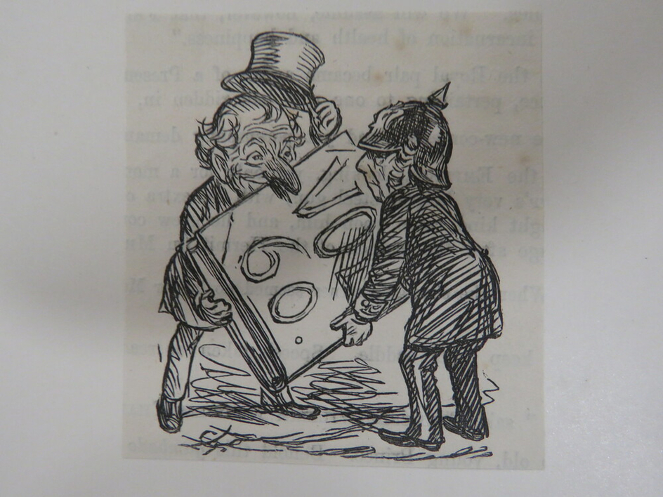 Mr. Punch and a policeman carrying a large book labelled Vol. 60