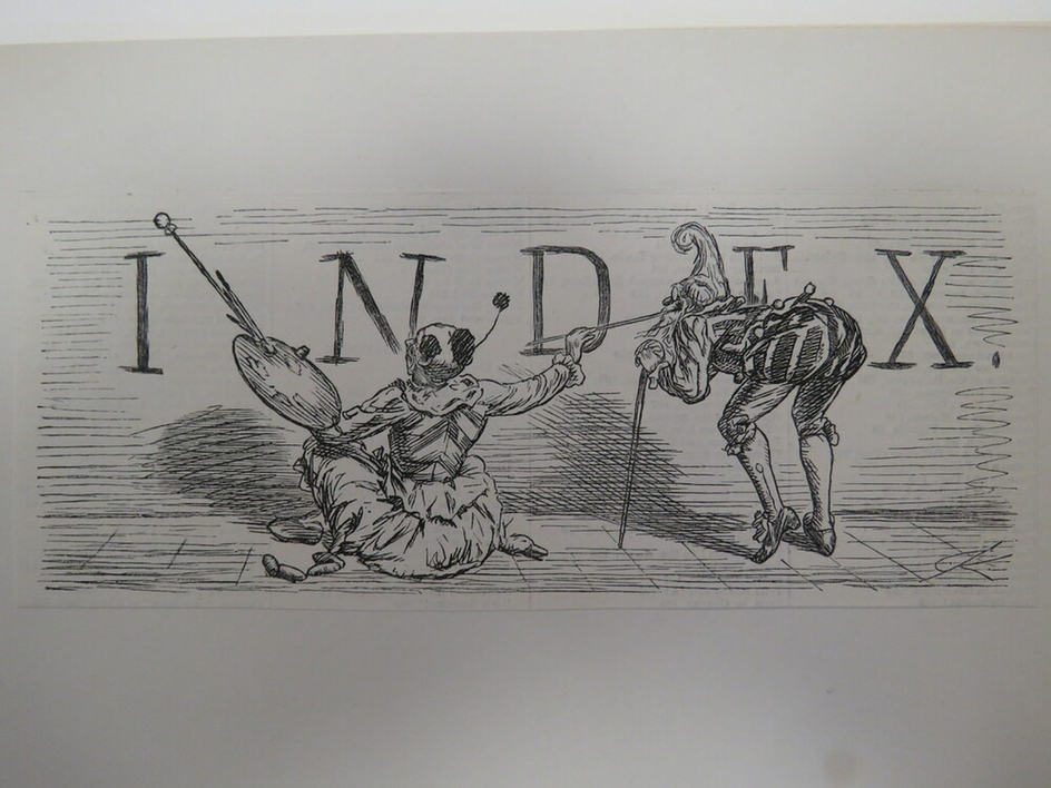 Image from index of 'Punch', with clown painting the word 'Index.'