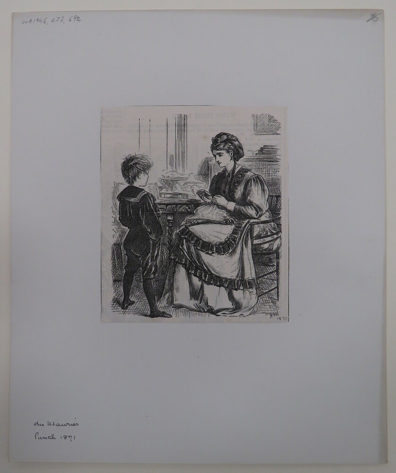 Scene with a Woman seated, with Sewing in her Hands, while a young Boy stands in front of her