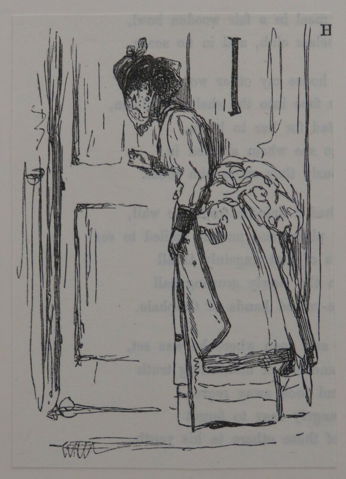 A veiled Woman knocking at the Door