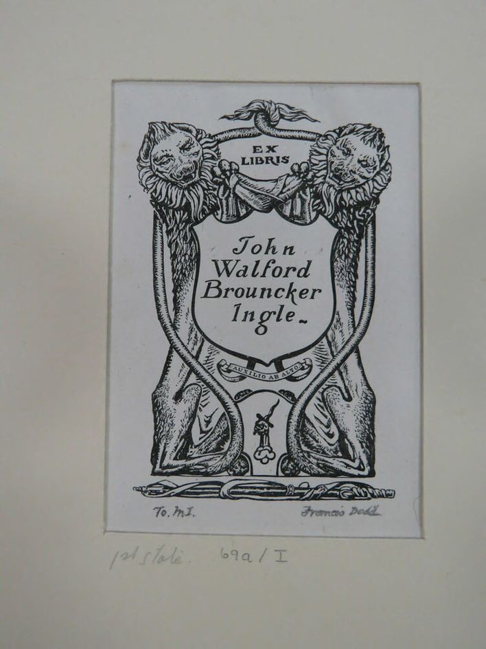 Bookplate for John Walford Brouncker Ingle