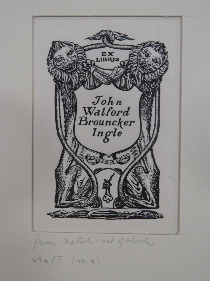 Bookplate for John Walford Brouncker Ingle