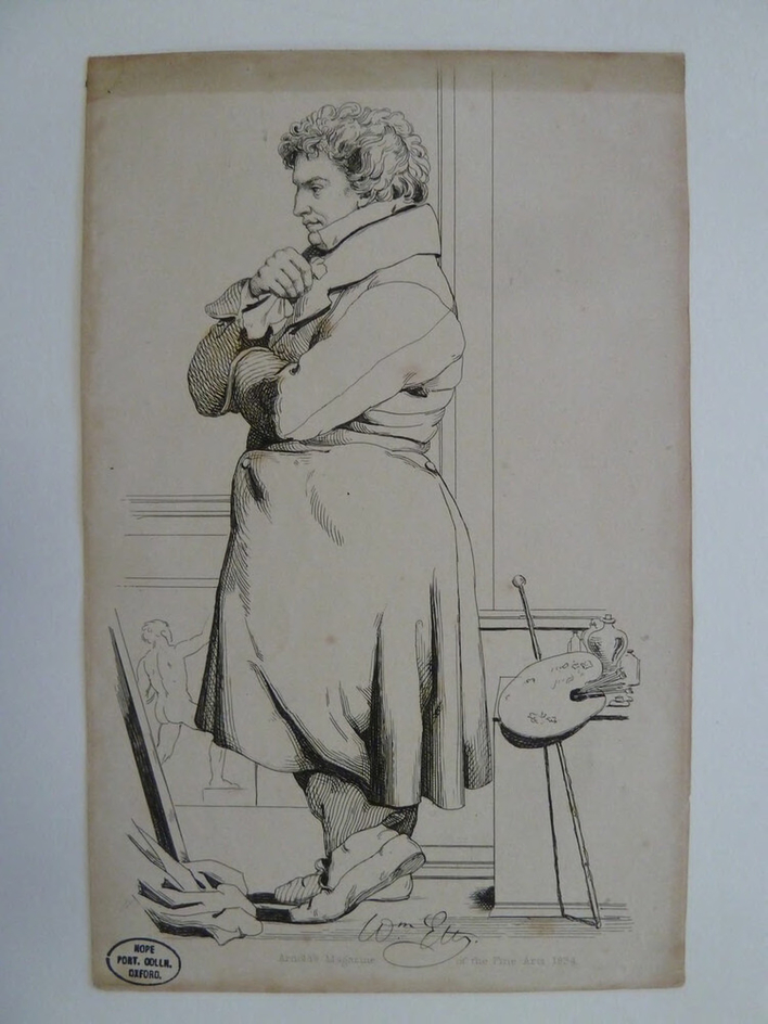 Self-portrait standing, facing to left, with palette and mahlstick