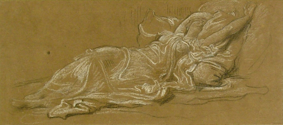Study of a reclining female figure, possibly for 'Cymon and Iphigenia'