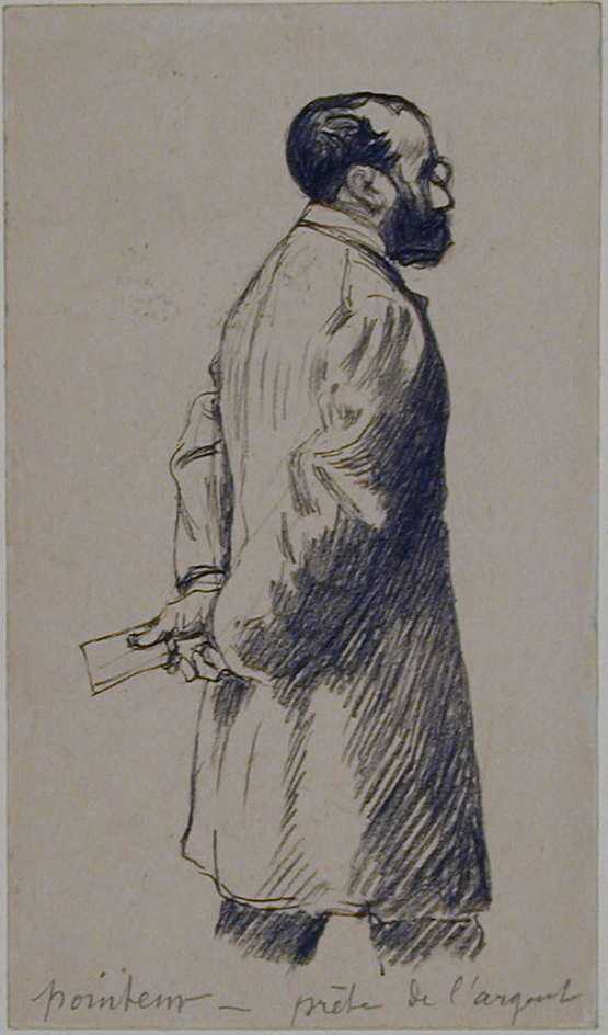 A man standing, holding a paper behind his back