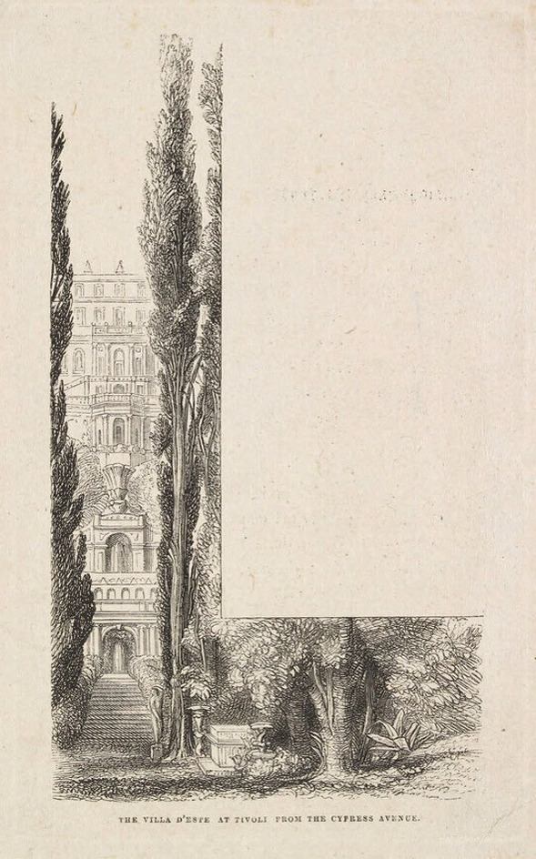 The Villa D'Este at Tivoli from the Cypress Avenue