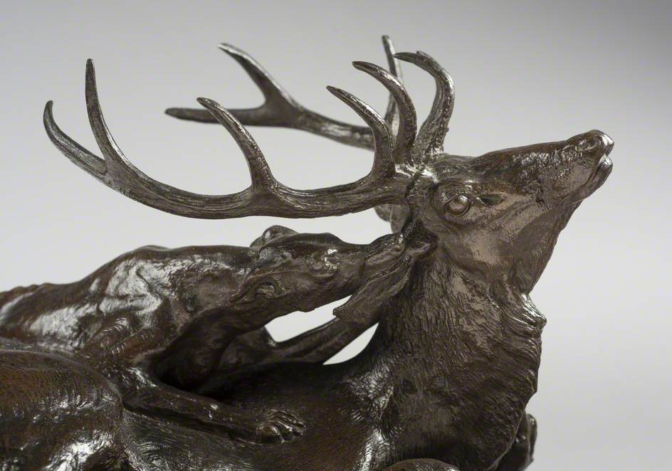 Stag Brought Down by Two Scotch Hounds