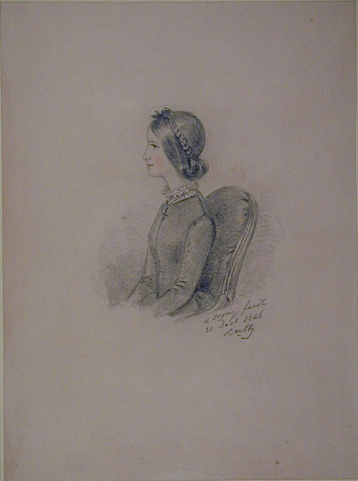 Profile portrait of Lady Evelyn Stanhope