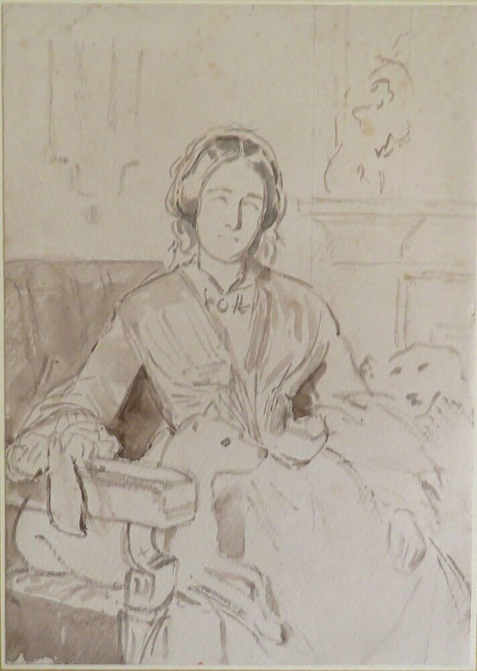 Portrait Study of a seated Woman with two Dogs