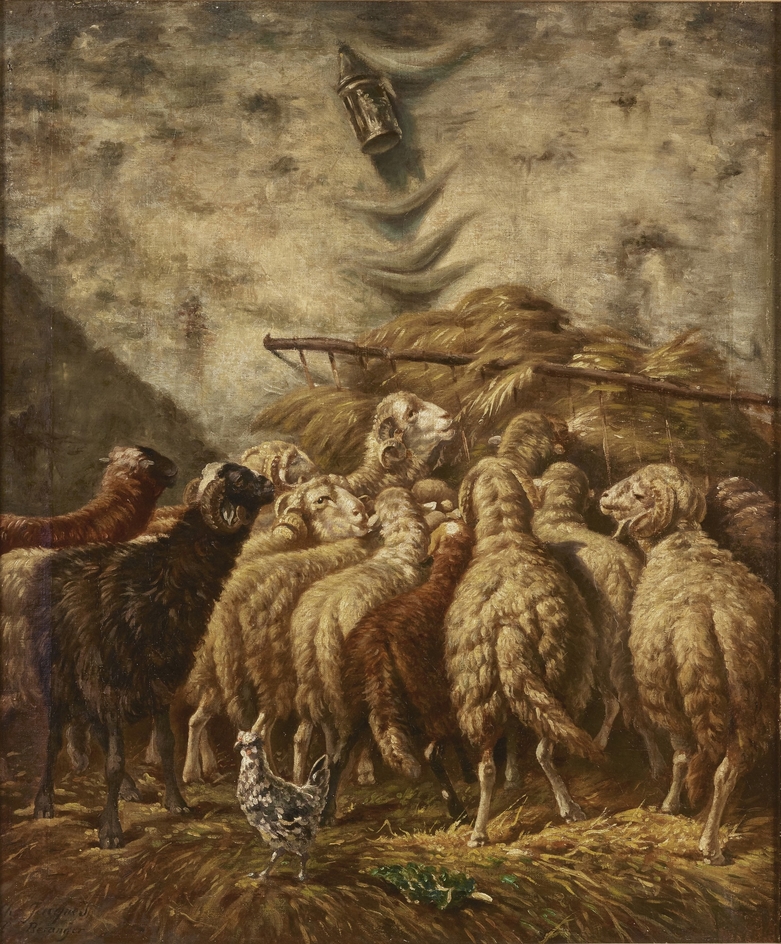 Interior of a Sheepfold by Night