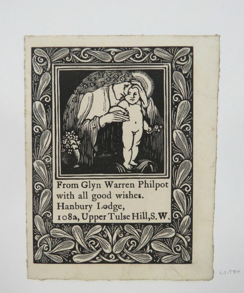 Christmas card with the Virgin and Child