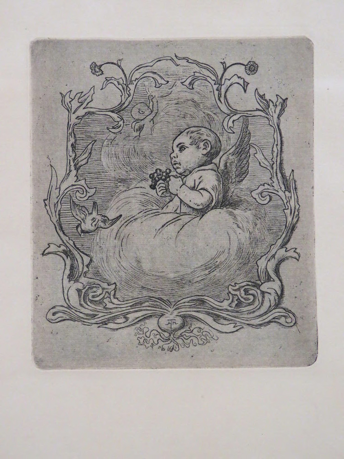 Cherub on a cloud in a frame