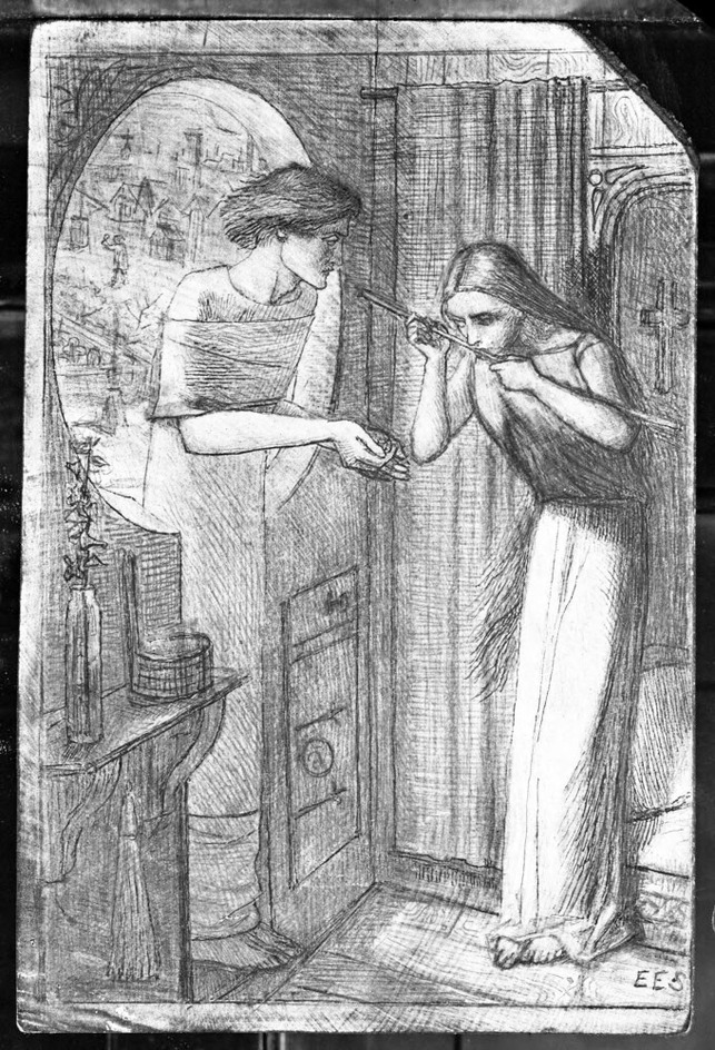 Glass plate negatives of drawings by Elizabeth Siddal