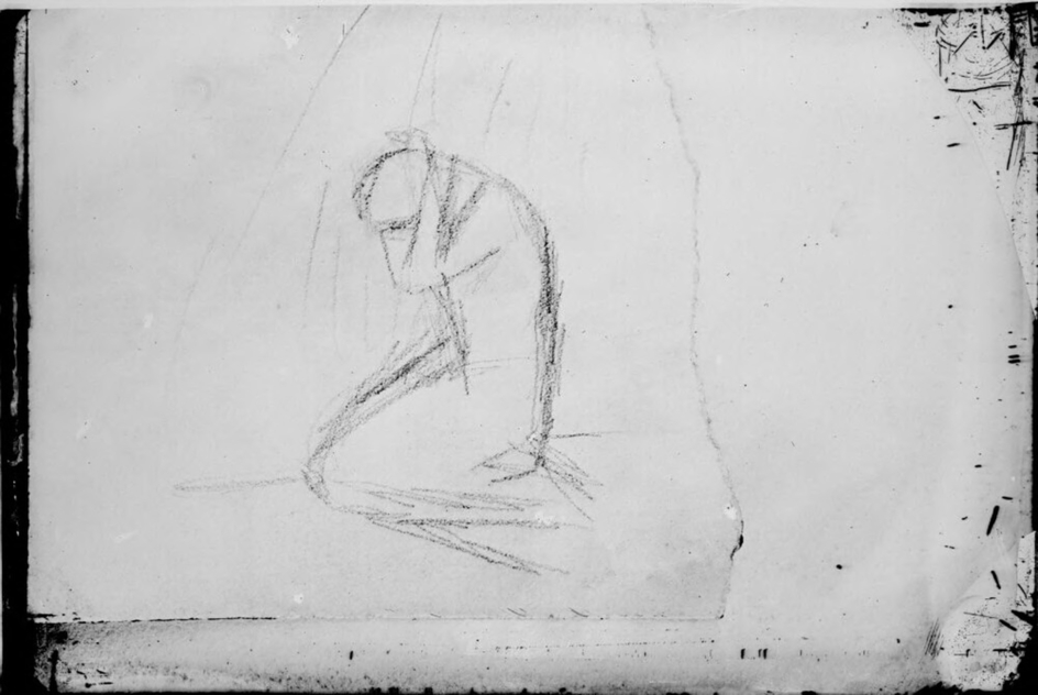 Glass plate negative of 'Kneeling Woman'