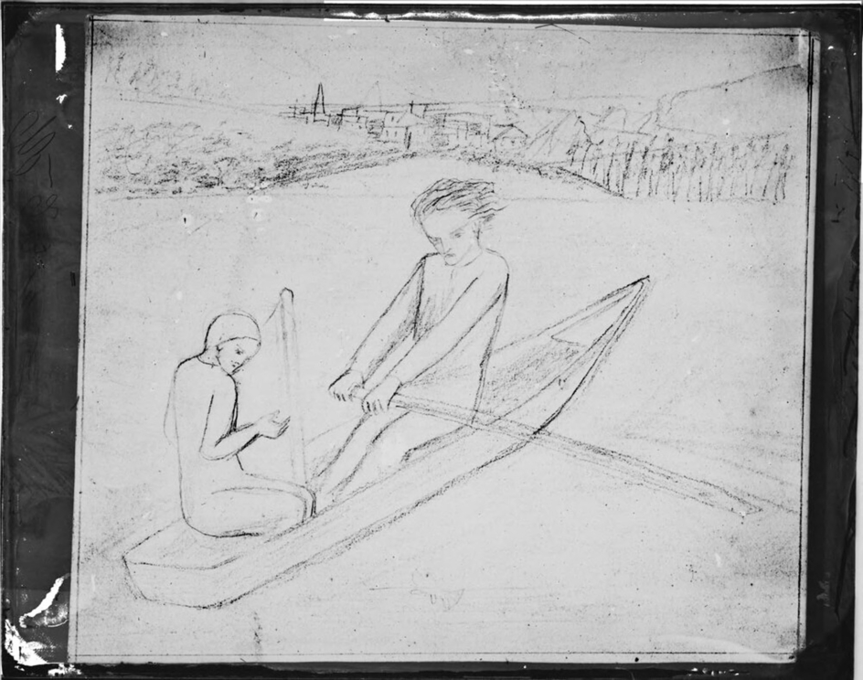 Glass plate negative of 'The Rowing Boat'