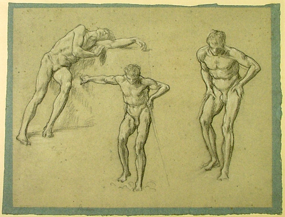 Three studies of a male nude