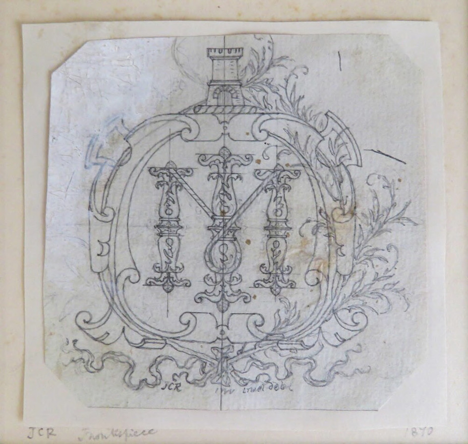 A Monogram 'MI' within a Cartouche of Scrollwork