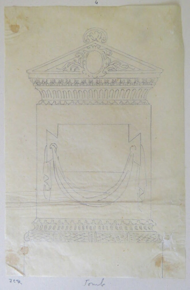Design for a rectangular monument with pedimented top