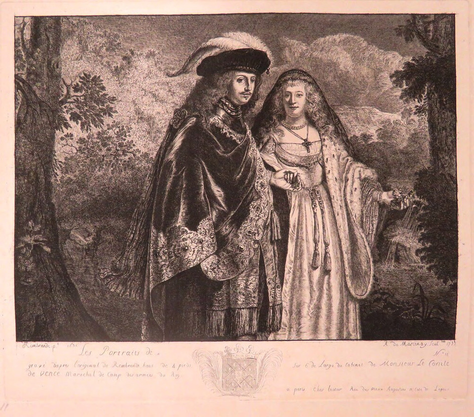 A couple standing in a landscape or 'L'Homme a la Plume blanche'