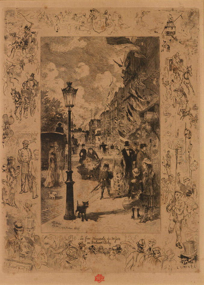 The National Holiday of 30 June on the Boulevard Clichy | La Fête Nationale du 30 Juin au Boulevard Clichy (inscribed)