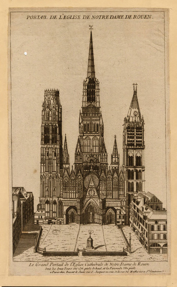 View of the church of Notre-Dame in Rouen, with the town square in front