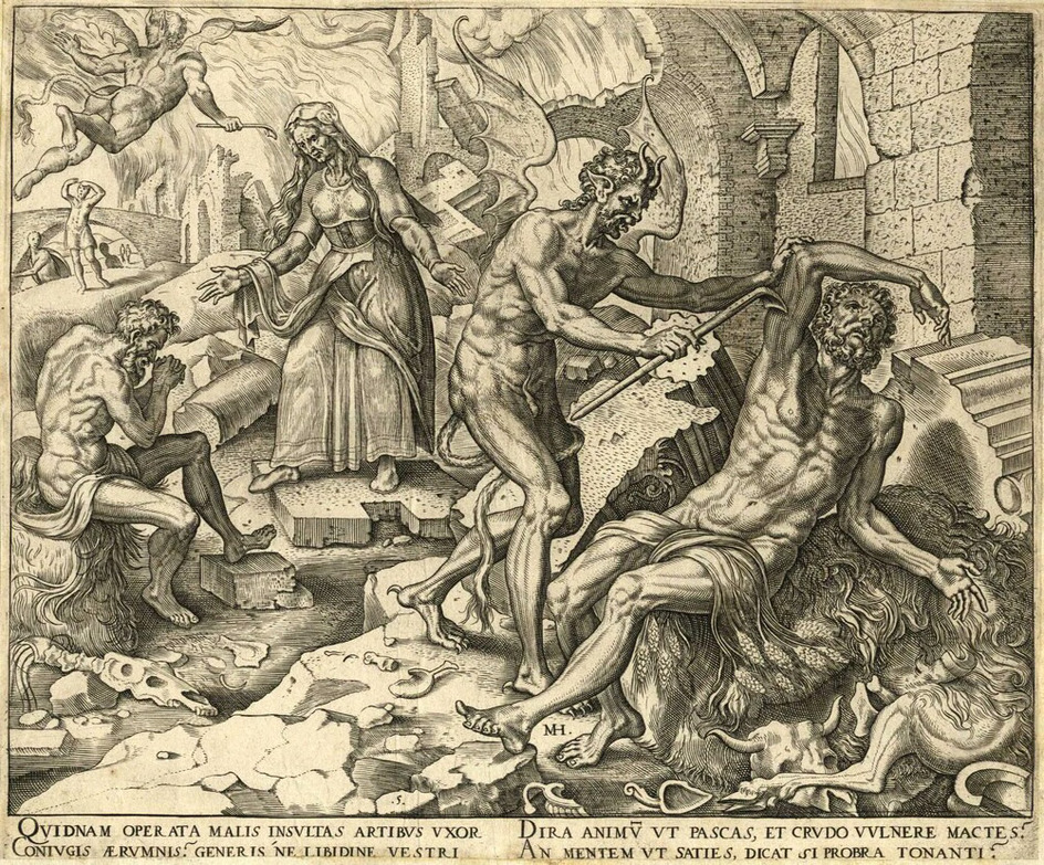 Satan smiting Job with boils