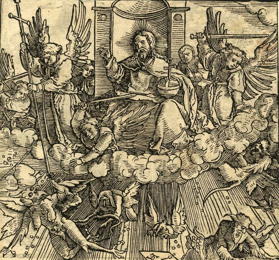 Recto: The fall of the rebellious angels
Verso: The creation of the animals