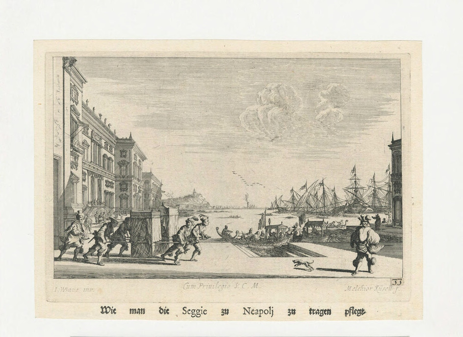 View of the port and the sea of Naples