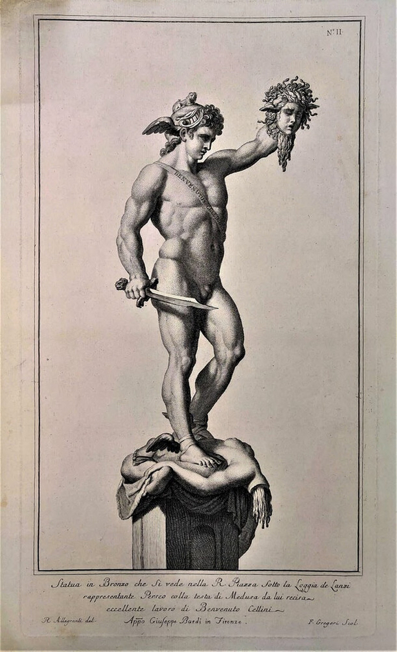 Bronze statue of Perseus with the head of Medusa from the Loggia de' Lanzi in Florence