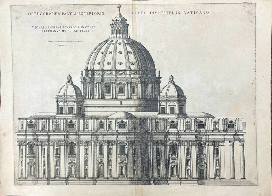 The façade of St Peter's in Rome, according to the new design by Michelangelo
