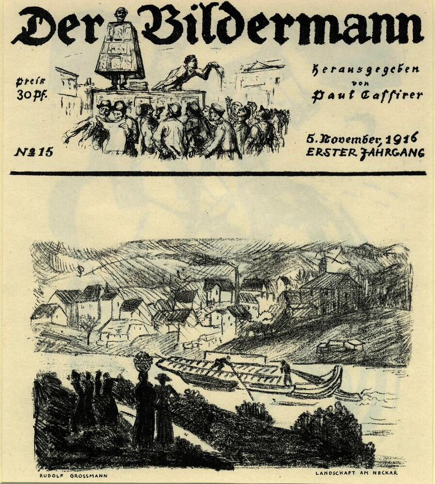 Recto: Titlepage of Der Bildermann, no. 15, Countryside near the river Neckar in South West Germany
Verso: in the courtyard of the barracks