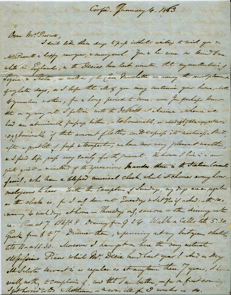 Letter from Lear to Mrs Prescott, 4 January 1863