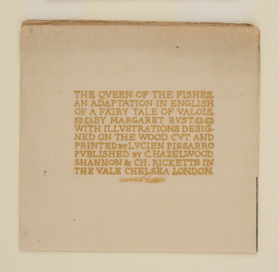 Title page lettering for 'The Queen of the Fishes', in gold