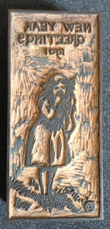 Woodblock for New Year Greetings 1901