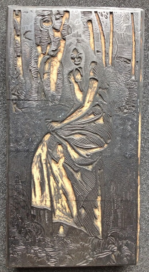 Woodblock for Woodland Girl (Seated Woman)