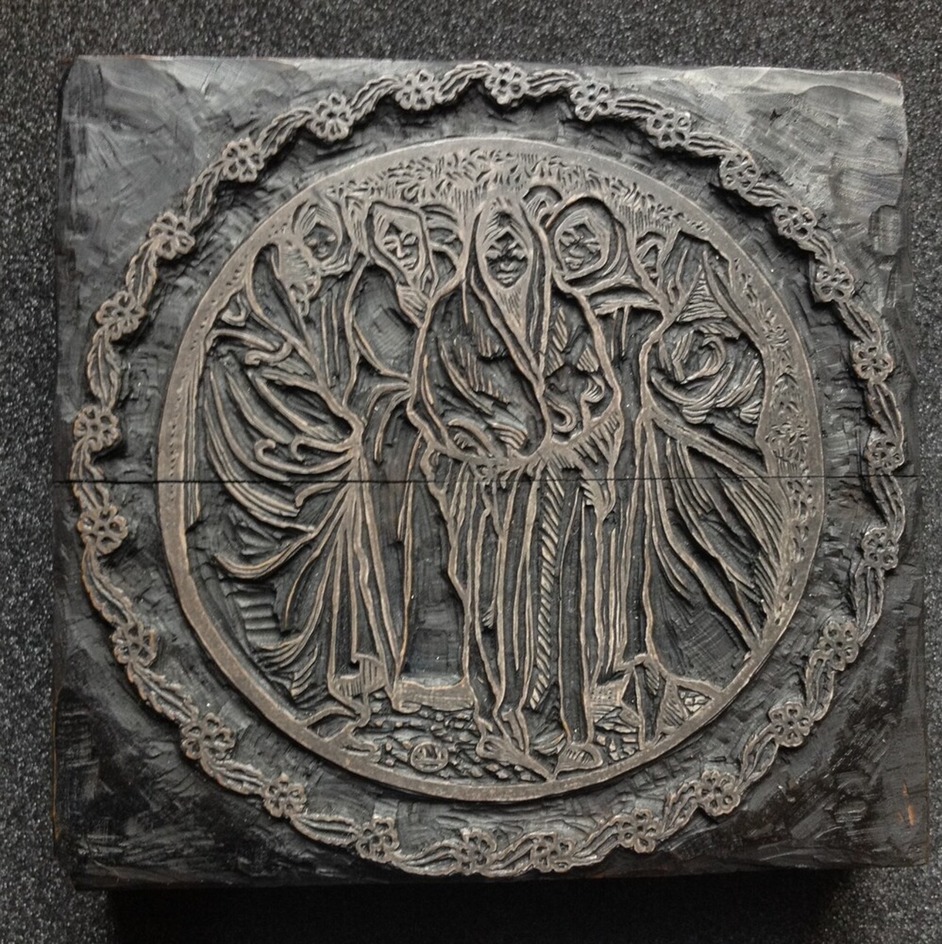 Woodblock for Consultation illustration to 'Histoire de la Reine du Matin' by Nerval