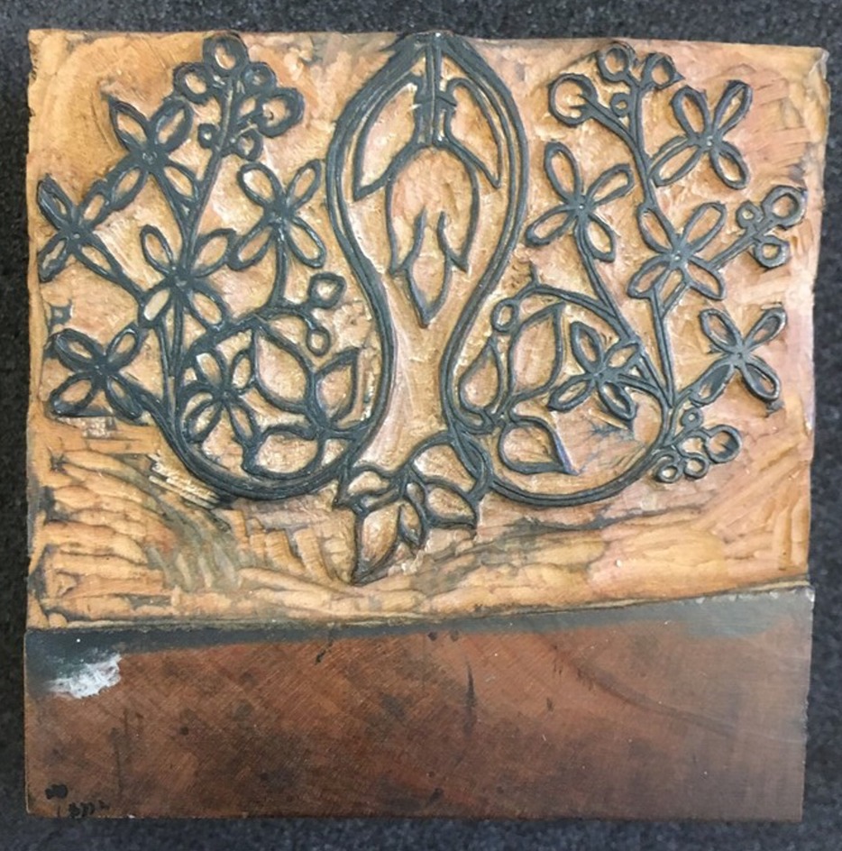 Woodblock for Bud in Flower Trellis, the line block