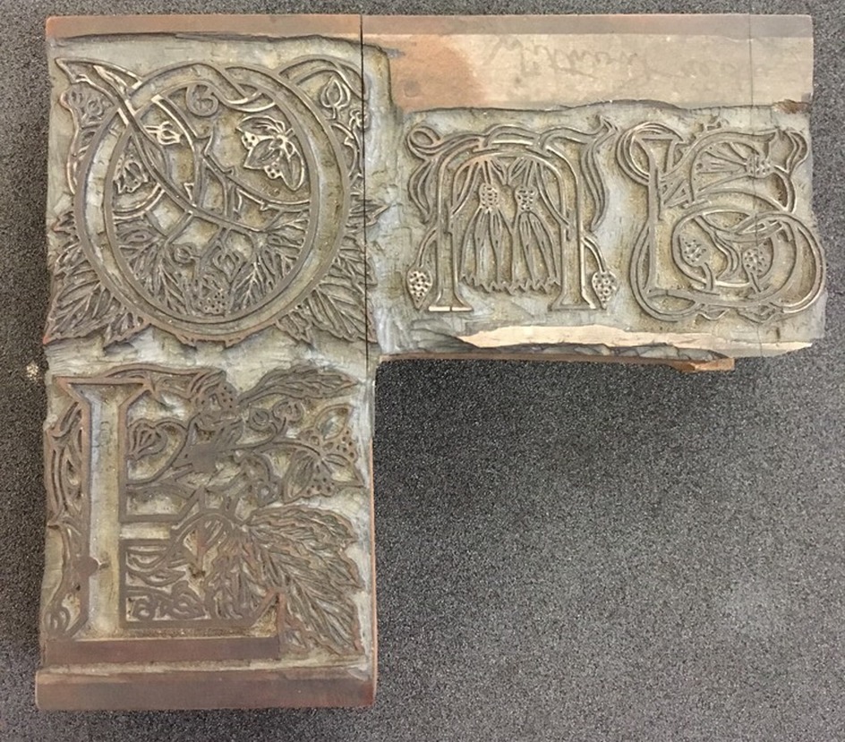 Woodblock for Initial letters F, O, U, P