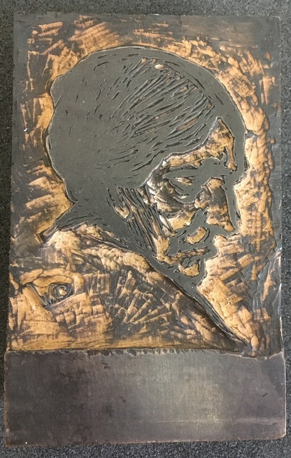 Woodblock for head of woman