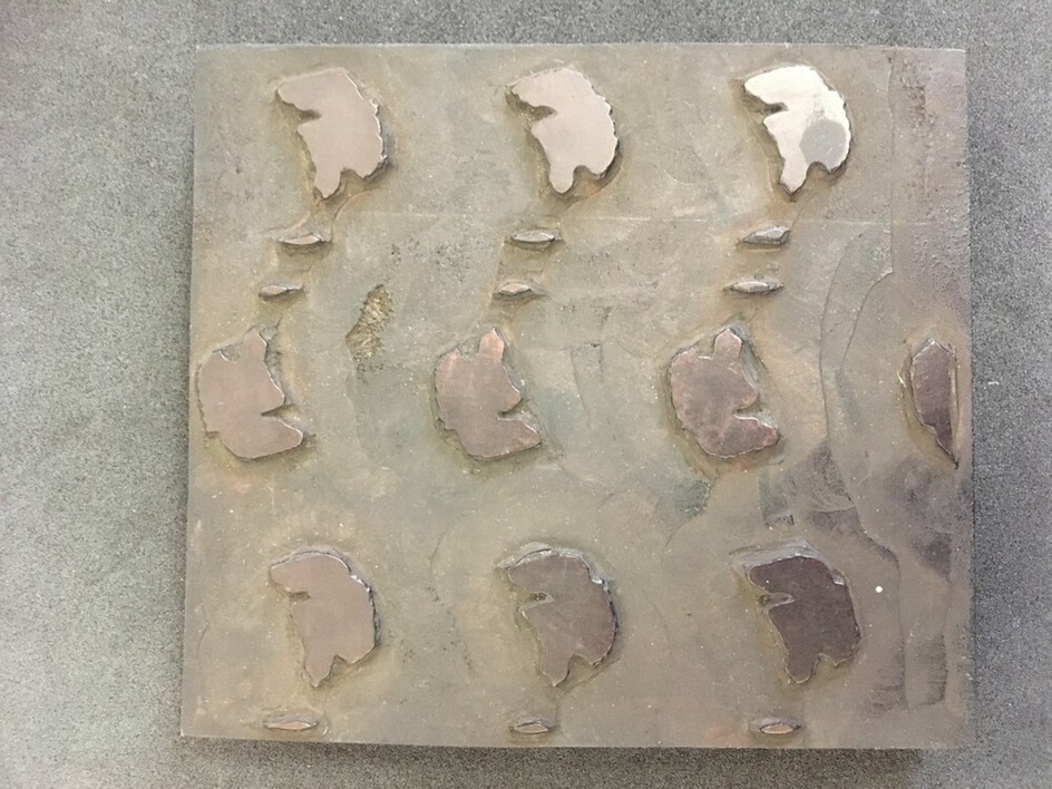 One of two woodblocks for Abstract Pattern