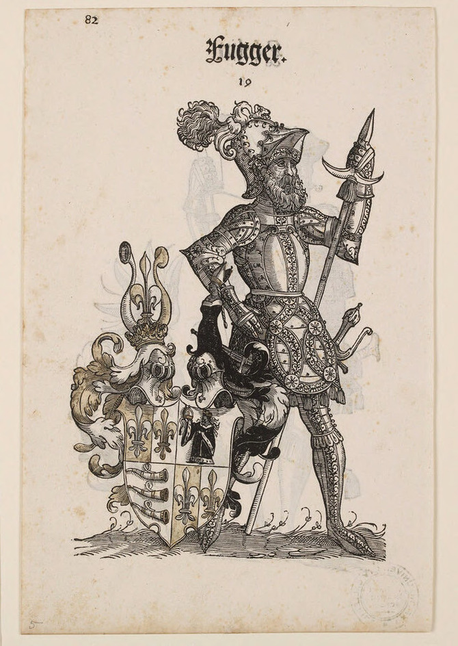 Recto: A Man in Armour with the Arms of Fugger 
Verso: A Man in Armour with the Arms of Hörlin