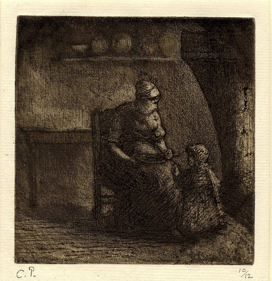 Paysanne donnant à manger à un enfant