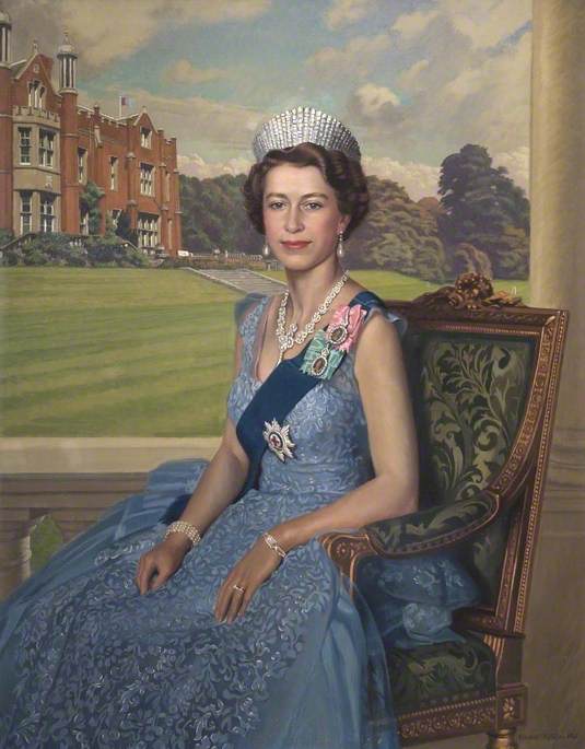 Elizabeth II (1926–2022), with Latimer House in the Background