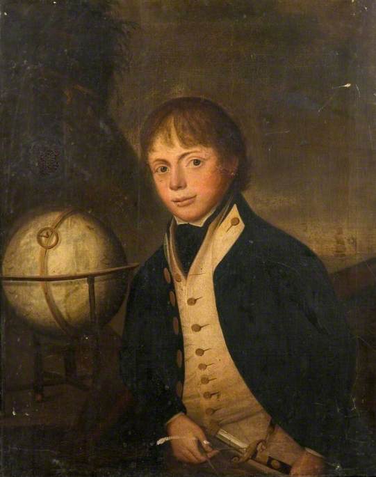 Royal Naval Midshipman with a Globe