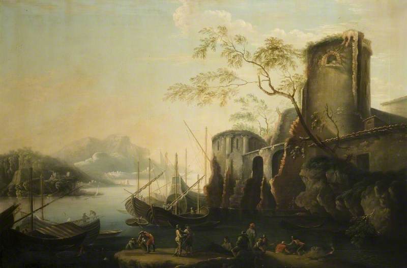 Italianate River Landscape with Boats and Ruins