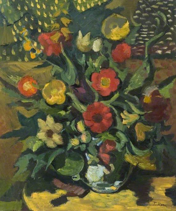 Still Life, Yellow and Red Flowers Arranged in a Vase*
